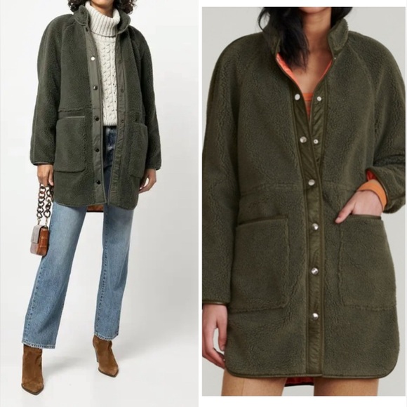 Veronica Beard Green Sullie Sherpa jacket army